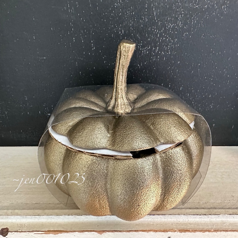 Threshold Studio McGee Cast Metal Pumpkin Canister Gold - Picture 6 of 7